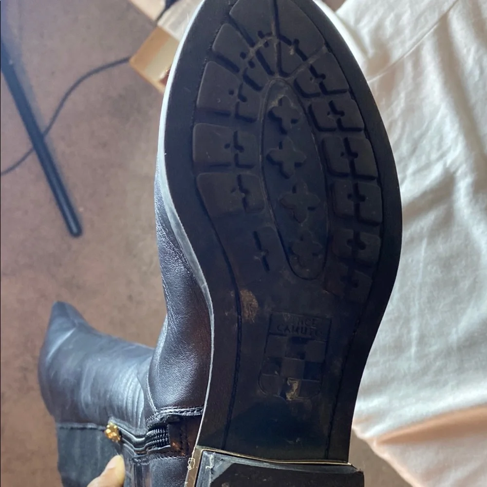 Vince Camuto Paterra Black Fashion Rounded Toe Riding Studded Knee Boots